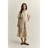 Gant Linen Ss Shirt Dress - Beige - 44
