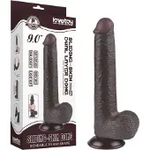Lovetoy Sliding-Skin - imukupilla varustettu kaksikerroksinen dildo - 20,8 cm (ruskea)