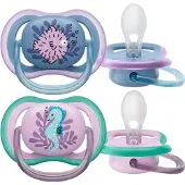 Philips Ultra Air Silikonitutit 6–12 Kuukautta Baby Girl – 2 kpl