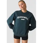 ICANIWILL Everyday Relaxed Crewneck Print W Dark Dusty Teal