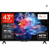 TCL 43V6C 43" 4K DLED Google TV, 60 Hz, HDR10+, metallic