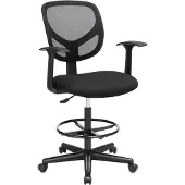 Songmics SONGMICS-työtuoli Ergonominen työjakkara käsinojilla, musta