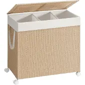 Songmics Pyykinkori, HOME LCB601N01, 66,5x37,5x65 cm, Beige, Pesukorv, HOME LCB601N01, 66.5 x 37.5 x 65 cm, looduslik beež-matt valge
