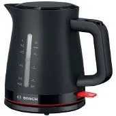Bosch TWK3M123, 1,7 L, 2400 W, Musta, Veden tason ilmaisin, Ylikuumenemissuoja, Johdoton