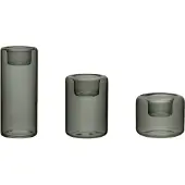 Kosta Boda - Happy tuikkulyhdyt 6,8/10,5/15 cm 3-pack antrasiitti