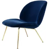 Gubi Beetle Lounge Tuoli Messinki/ - Nojatuolit Sametti Sininen - 10007881-Velluto420