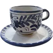 Piccola Home Positano Cappuccino-kuppi Pikkulautasella - Kahvikupit Terrakotta Sininen - TZTHAN-PO-BLUE
