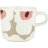 Marimekko Unikko kahvikuppi 20 cl Valkoinen savijauhe tumma viini