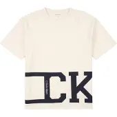 Calvin Klein Paita 'VARSITY' vaaleabeige / musta