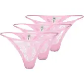 Lindex 3-Pack Thong In Lace - Pink - M