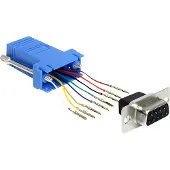 DeLOCK 65430, Sub-D 9p, RJ45, Musta, Sininen, Hopea