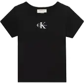 Calvin Klein Monologo Rib Baby Tee - Black - 128