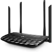 TP-LINK AC1200, Wi-Fi 5 (802.11ac), Kaksitaajuus (2,4 GHz/5 GHz), Ethernet LAN, Musta, Pöytäreititin (ARCHER A6)