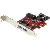 StarTech.com PEXUSB3S2EI, PCIe, SATA, USB 3.2 Gen 1 (3.1 Gen 1), Full-height / Low-profile, PCI 2.0, Metallinen, Punainen, 3 m
