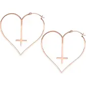 Wildcat Cross Heart Hoops - Rožnato Zlata