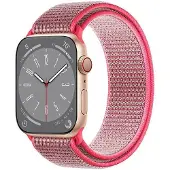CaseOnline Nailon Rannekoru Apple Watch 8 (45mm) - Hot pink