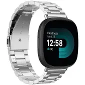 CaseOnline Rannekoru ruostumatonta terästä Fitbit Versa 4 - Hopea