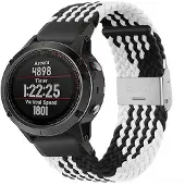 CaseOnline Punottu elastinen rannekoru Garmin Fenix 5X - Musta/Valkoinen