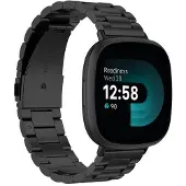 CaseOnline Rannekoru ruostumatonta terästä Fitbit Versa 4 - Musta