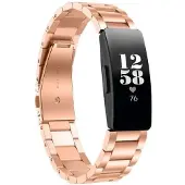 CaseOnline Rannekoru ruostumatonta terästä Fitbit Inspire 3 - Ruusu