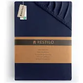 Restilo joustolakana patjalle Jersey Amber, 90x200 cm, tummansininen