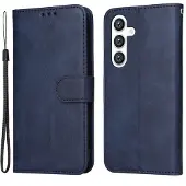 SKALO Samsung S24 PU-nahkainen Lompakkokotelo - Sininen