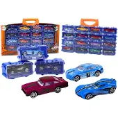 Leantoys Jousitetut autot metallisessa matkalaukussa, 16 kpl