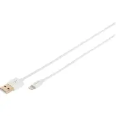 Digitus DB-600106-010-W, 1 m, Lightning, USB A, Valkoinen, Suora, Suora