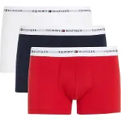 Tommy Hilfiger Underwear Bokserishortsit 'Essential' marine / vaaleanharmaa / punainen / valkoinen