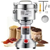 Vevor 550g sähköinen viljamyllymylly, nopea 2000 W:n kaupallinen maustemylly, ruostumattomasta teräksestä valmistettu jauhejauhekone, kuiville jyville, mausteille, viljoille, kahville, maissipippurill