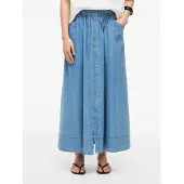 ROUGE EDIT Roudelila Hw Denim Ankle Skirt - Blue - 44