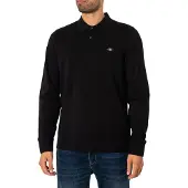 Gant Long Sleeve Polo Shirt - Black - XXXL