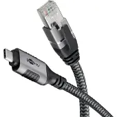 Goobay 70698 Ethernet-kaapeli USB-C–RJ45 2 m CAT6 1 Gbit/s, musta/hopea
