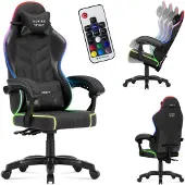 Huzaro Samettinen pelituoli Force 2.7 RGB black LED-valaistuksella