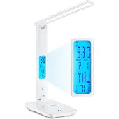 Retoo Led-pöytävalaisin kellolla, kalenteri, herätyskello, lämpömittari