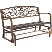 Vevor ulkopenkki, 127 cm, hiiliteräksinen metallirunko valurautaisella selkänojalla ja pyöristetyillä käsinojilla, säänkestävä ulkopenkki terassille, puutarhaan, puistoon, pihalle, kuistille, antiikki
