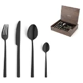 Amefa Metropole Black 1170 24-piece cutlery set in wooden storage box