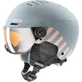 Uvex Rocket JR Visor, hiihtokypärä visiirillä, juniori, vaaleanharmaa/vaaleanpunainen
