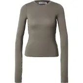 Weekday Slim Long-Sleeved Press Stud Top - Khaki green - S