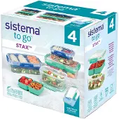 Sistema Eväslaatikot - 4 kpl - 1 L/2,2 L - Stax To Go - Sininen/ - - OneSize - Eväslaatikot
