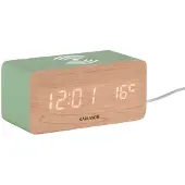 Karlsson Alarm Clock Block W. Phone Charger Led Jungle Green, White Led - Green - H 7.1CM