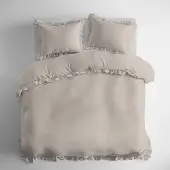 Detexpol Puuvillaiset röyhelöt 160x200 3-osainen beige