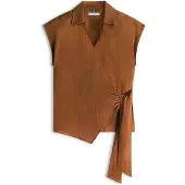 Tommy Hilfiger Linen Knot Ns Top - Brown - 38