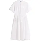 Tommy Hilfiger Ess Linen Midi Ss Shirt Dress - White - M