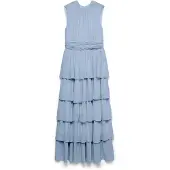 Vero Moda Vmserena Sl Long Frill Dress Wvn - Blue - S