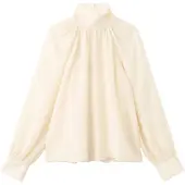 Mango High-Neck Semi-Transparent Blouse - Beige - L