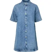 Pieces Sky A-shape Denim Lyhythihainen Lyhyt Mekko