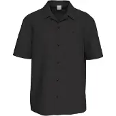 Calvin Klein Ss Camp Collar Solid Linen Class - Black - M
