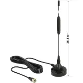 DeLOCK – DAB+ Antenna F plug 0 dBi omnidirectional with magnetic base fixed black (12412)