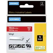 Dymo – Rhino Professional, markable permanent vinyl tape, 19mm, white text on red tape, 5.5m (1805422)